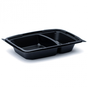 BottleBox - Food Container Mediterranean Base, 10x7 Black 2-Compartment Recycled PP Plastic
