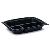 BottleBox - Food Container Mediterranean Base, 12x9 Black 3-Compartment Recycled PP Plastic