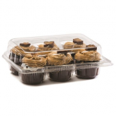 BottleBox - 6 count Cupcake/Muffin Container with Rose Design, 14x8.8x1.63 Clear PET Plastic, 200 co