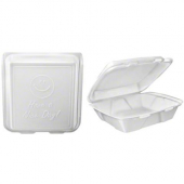 Dart - Container, 1 Compartment, White Foam Hinged with Lid, 9x8x3