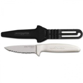 Dexter Russell - Sani-Safe Utility Net Knife with Sheath, 3.5&quot; Scalloped Blade with White Plastic Ha