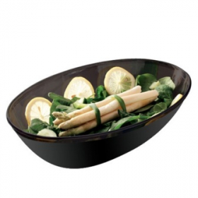 Emi Yoshi - Party Tray Salad Bowl, 64 oz Oval Black Plastic