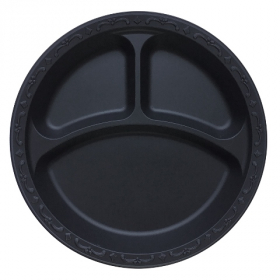 Ecopax - Pebble Series Plate, 10.25&quot; 3-Compartment Black, 400 count