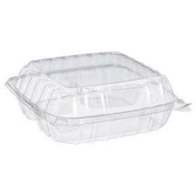 Hinged Container, 8x8x3 Clear PP with 1 Compartment, 200 count