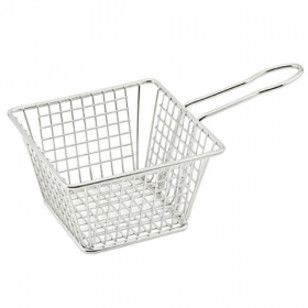 Winco - Mini Serving Basket, Square 5x5x4 Stainless Steel