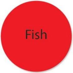 Label, &#039;Fish&#039;, 1&quot; Radiant Red Circle