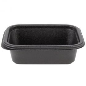 Genpak - Container, 12 oz Black Rectangle, Microwave Safe Base