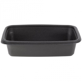 Genpak - Container, 32 oz Black Rectangle, Microwave Safe Base