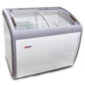 Omcan - Ice Cream Display Chest Freezer with Curve Glass Top, 2 Doors and 2 Baskets, 39x27.75x34.5,