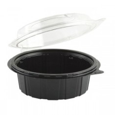 Anchor - Gourmet Classics Container, 6&quot; Clear Dome with Black Base Hinged Deep Clamshell