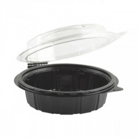 Anchor - Gourmet Classics Container, 6&quot; Clear Dome with Black Base Hinged Shallow Clamshell