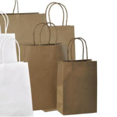 Paper Bag with Handle, Plain Kraft, 12x10x12
