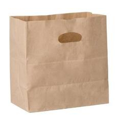 Paper Bag with Die Cut Handle, Plain Kraft, 11x6x11