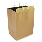 Seal-2-Go Paper Bag with Handle and Tamper Evident Seal, 12x8x16 Plain Kraft