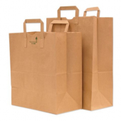 Paper Bag with Handle, 13x7x13 Plain Kraft, 250 count
