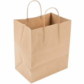 Paper Bag with Handle, 10x7x12 Plain Kraft, 250 count