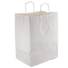 Paper Bag with Handle, White, 4.5x8x10.25