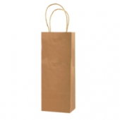Paper Bag with Handle (Fits Wine Bottle), Plain Kraft, 5.9x3.25x13