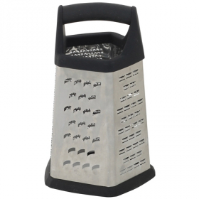 Winco - Box Grater with Soft Grip Handle, 5-Sided Stainless Steel (Slicer, Medium Coarse, Zester, Fi