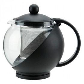 Winco - Glass Teapot with Infuser Basket, 25 oz with Black Base