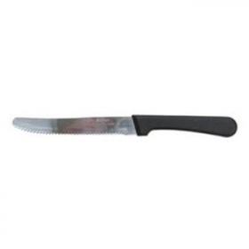 Admiral Craft - Steer Steak Knife, 4.625&quot; Hollow Ground Stainless Steel Rounded Blade with Black PP