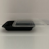 Food Container Combo, 16 oz Rectangular with Black Base and Clear Lid, Microwaveable, 150 count