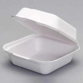 Genpak - Harvest Fiber Sandwich Container, 7&quot; Large Hinged Compostable, 5.9x6.1x3 Natural White