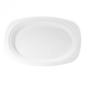 Genpak - Harvest Fiber Platter, Medium Oval 6.5x9 Natural White Compostable