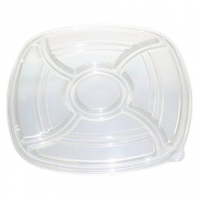 D&amp;W Fine Pack - Catering Tray Lid, 14&quot; Vented Forum, Clear Plastic