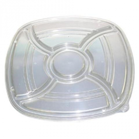 D&amp;W Fine Pack - Tray Lid, Vented Flat PS Plastic, Fits 14&quot; Forum Tray