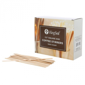 KingSeal - Wood Coffee Stirrer, 5.5&quot; Square End, 10/1000 count