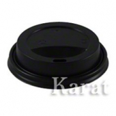 Karat - Hot Cup Sipper Lid, Fits 10-24 oz, Black Plastic