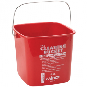 Winco - Cleaning Pail, 6 Quart Red for Sanitizing