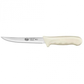 Winco - St&auml;l Utility Knife with Wavy Edge, 5.5&quot; German Steel with White Handle