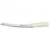 Winco - St&auml;l Bread Knife, 9.5&quot; Curved German Steel with White Handle