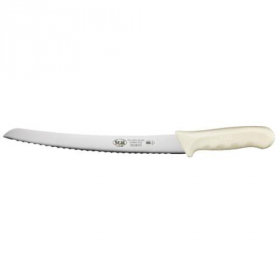 Winco - St&auml;l Bread Knife, 9.5&quot; Curved German Steel with White Handle