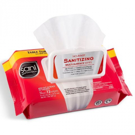 Sani Professional - No-Rinse Sanitizing Multi-Surface Wipes Softpack, 12/72 count