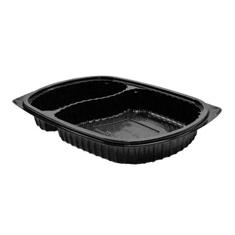 Anchor - MicroRaves Platter, 2 Compartment, Black Plastic, 250 count