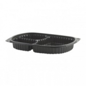 Anchor - MicroRaves Container, 3-Compartment Platter, Black PP Plastic