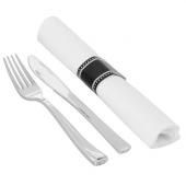 Fineline Settings - Silver Secrets Napkin Roll with Fork and Knife, Heavy Silver Plastic, 100 count