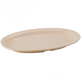 Winco - Platter with Narrow Rim, 13x8 Oval Tan Melamine, 12 count