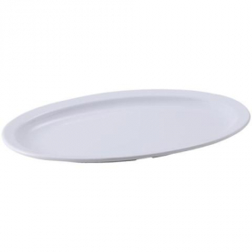 Winco - Platter with Narrow Rim, 13x8 Oval White Melamine
