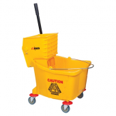 Winco - Mop Bucket and Wringer Combo, 36 Qt Side Press Yellow