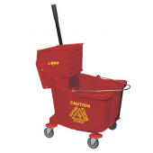 Winco - Mop Bucket and Wringer Combo, 36 Qt Side Press Red, each