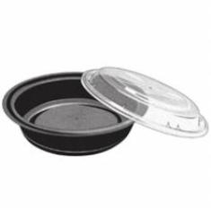 Tripak - Food Container Combo, 6&quot; Round, 16 oz, Black Base with Clear Lid, Microwaveable