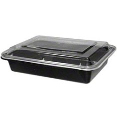 Tripak - Food Container Combo, 12 oz Rectangular, 5x4x1.5 Black Base with Clear Lid, Microwaveable