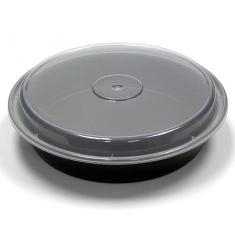 Pactiv - Food Container, 48 oz 9&quot; Black Plastic Base with Clear Lid