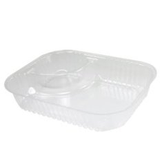 Dart - Nacho Tray with 2 Compartments, 19.1 oz, 8x6 Clear Plastic
