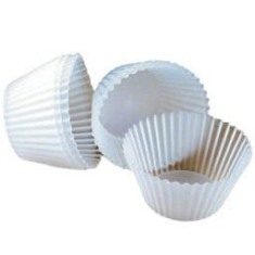 Baking Cup, White Round Fluted, 1.5&quot; bottom, 1&quot; wall