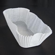 Baking Cup/Loaf Liner, White Oblong Fluted, 6.875x2.875 bottom, 2.25&quot; wall